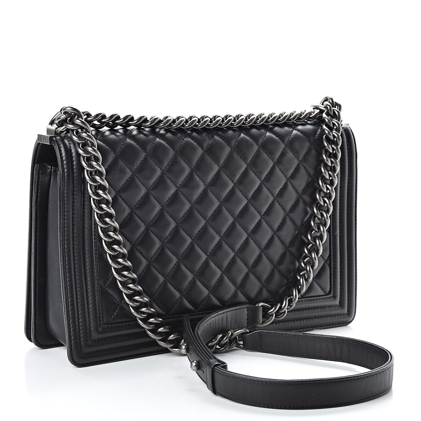 Lambskin Quilted New Medium Boy Flap Black