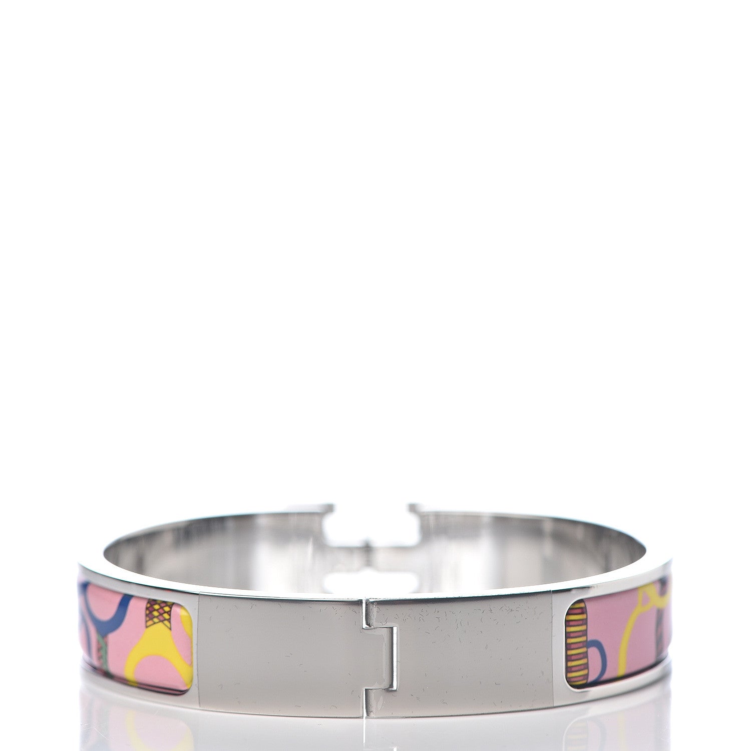Hermes Enamel Panoplie Equestre Narrow Clic Clac H Bracelet PM Pink Delirium 2 of 5