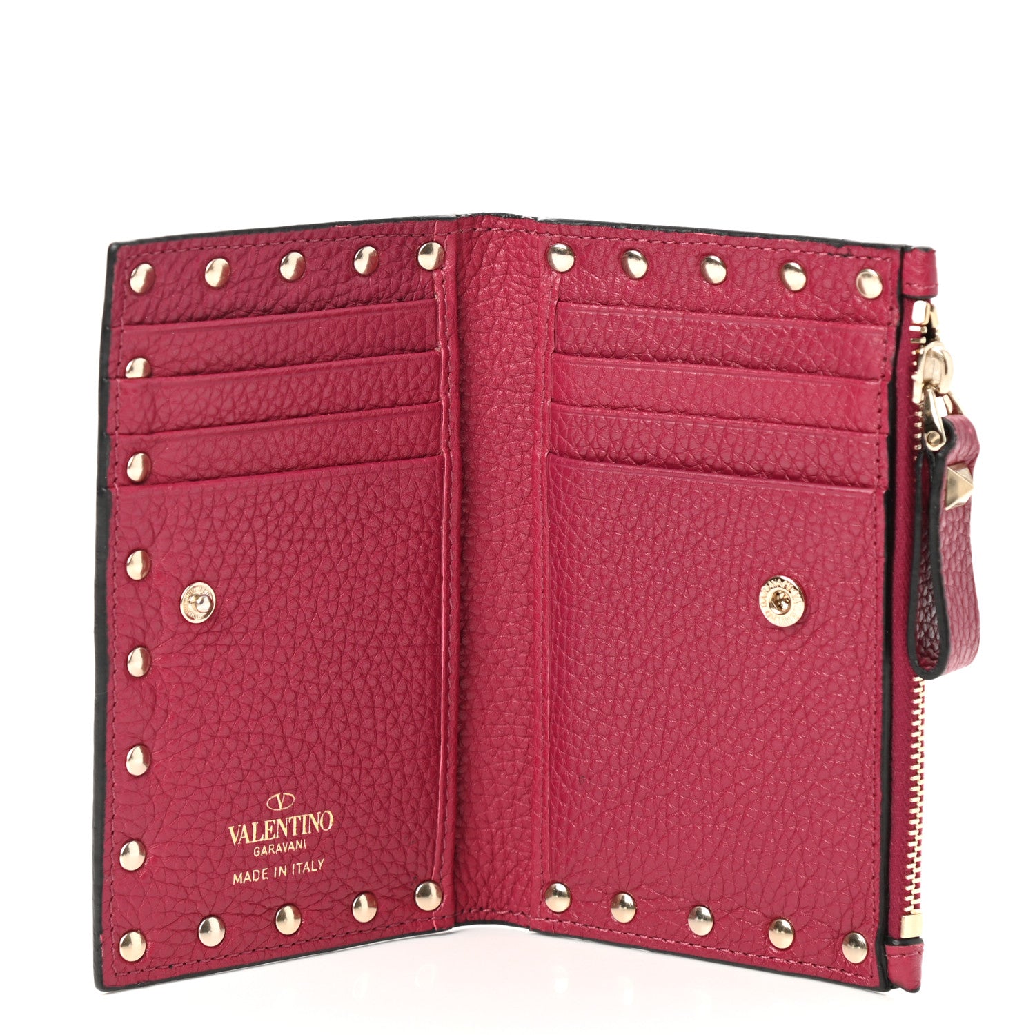 Valentino Garavani Grainy Calfskin Rockstud Coin Purse Card Holder Red 5 of 6