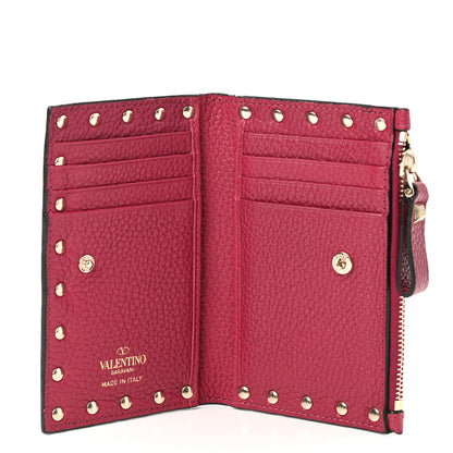 Valentino Garavani Grainy Calfskin Rockstud Coin Purse Card Holder Red 5 of 6