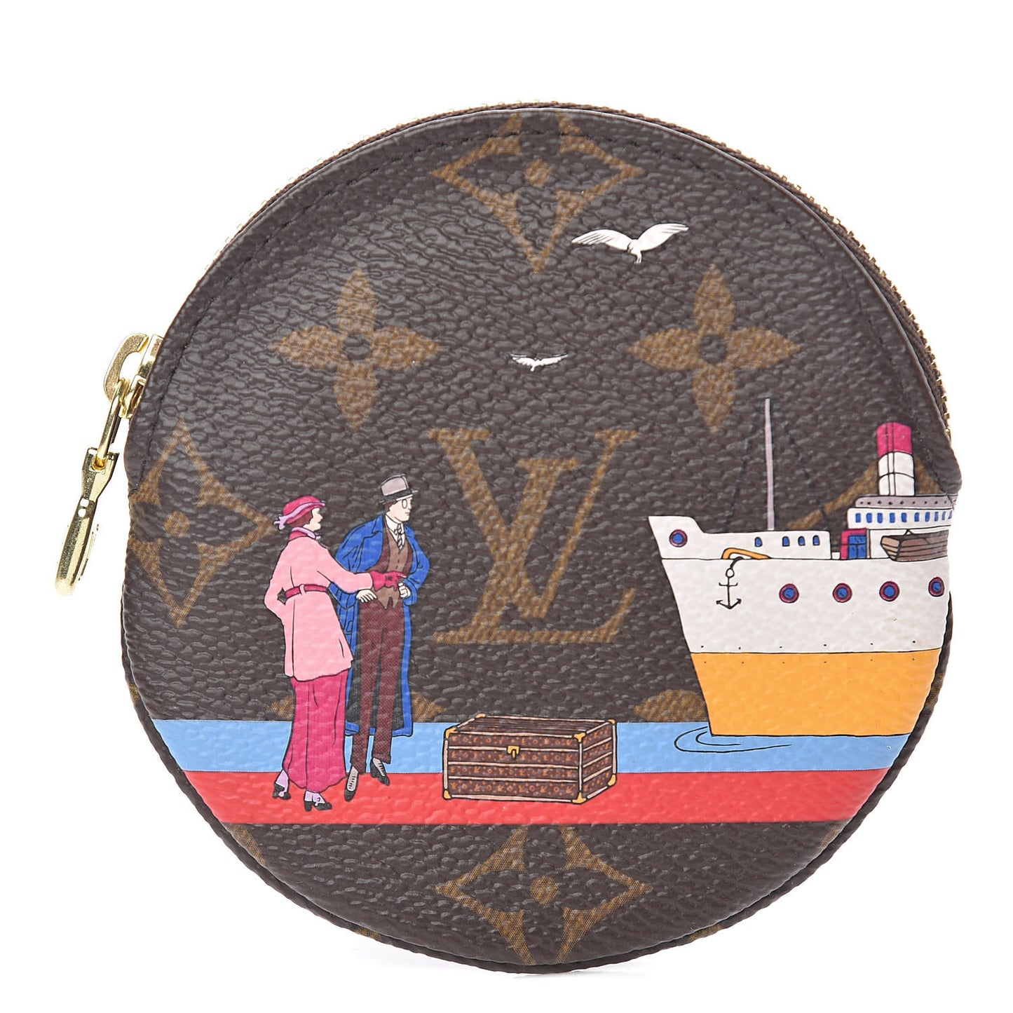 Monogram 2016 Christmas Animation Round Coin Purse Rouge