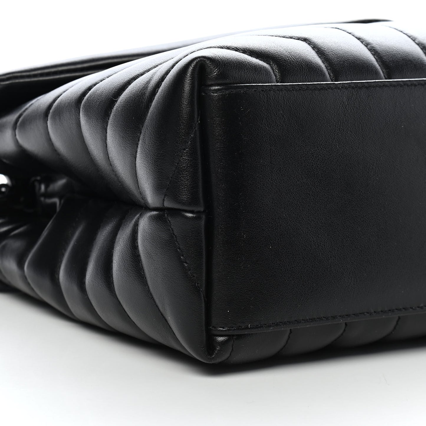 Calfskin Y Quilted Monogram Medium Loulou Chain Satchel Black