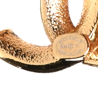 Chanel Enamel CC Logo Earrings Gold Black White 4 of 5