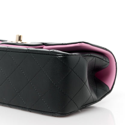 Chanel Lambskin Quilted Bi-Color Mini Top Handle Rectangular Flap Black Lilac 11 of 11