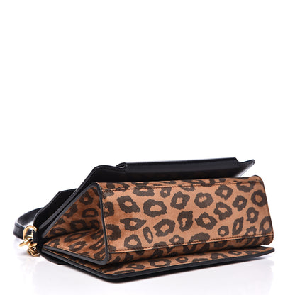 Givenchy Calfskin Suede Leopard Print Small GV3 Shoulder Bag Black Chestnut 3 of 12