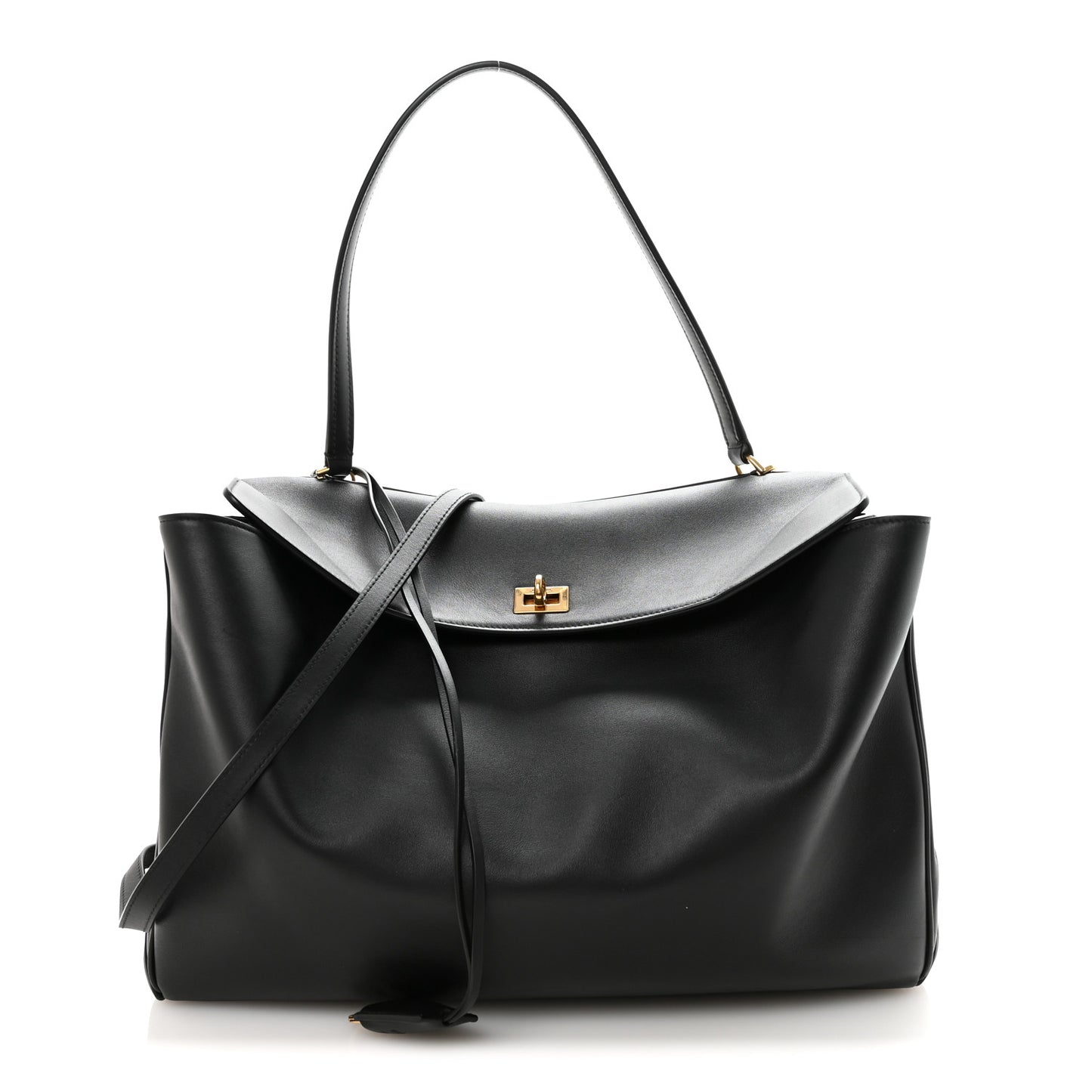 Smooth Calfskin Large Rodeo Top Handle Handbag Black