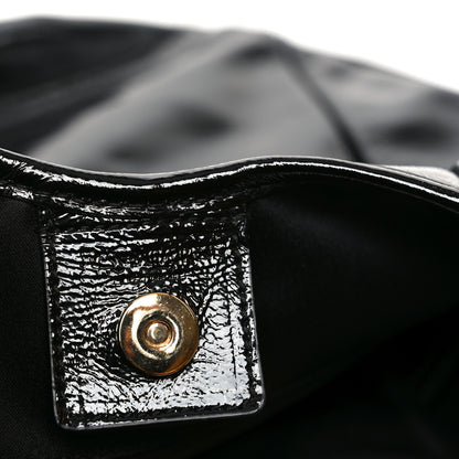 Saint Laurent Shiny Crinkled Calfskin Buffalo Horn Mombasa Hobo Black 7 of 10