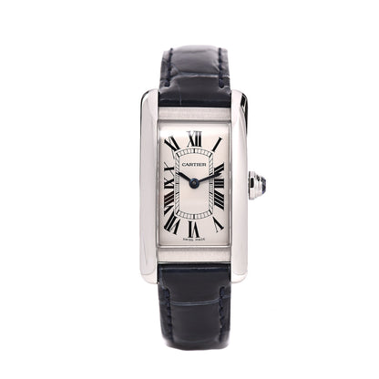 Cartier Stainless Steel Alligator 19mm Tank Americaine Quartz Watch Blue 1 of 10