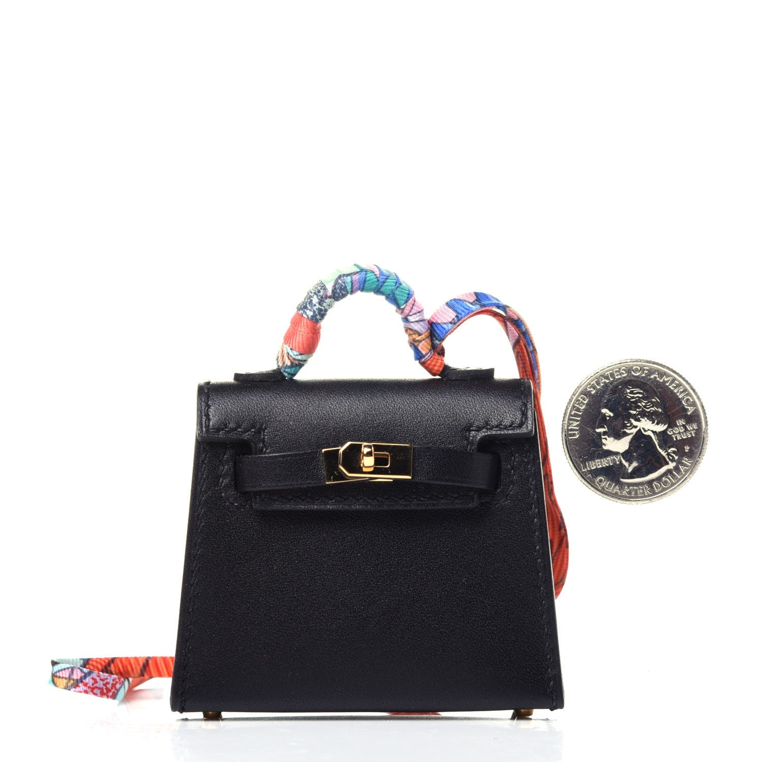 Hermes Tadelakt Mini Kelly Twilly Bag Charm Black 2 of 8