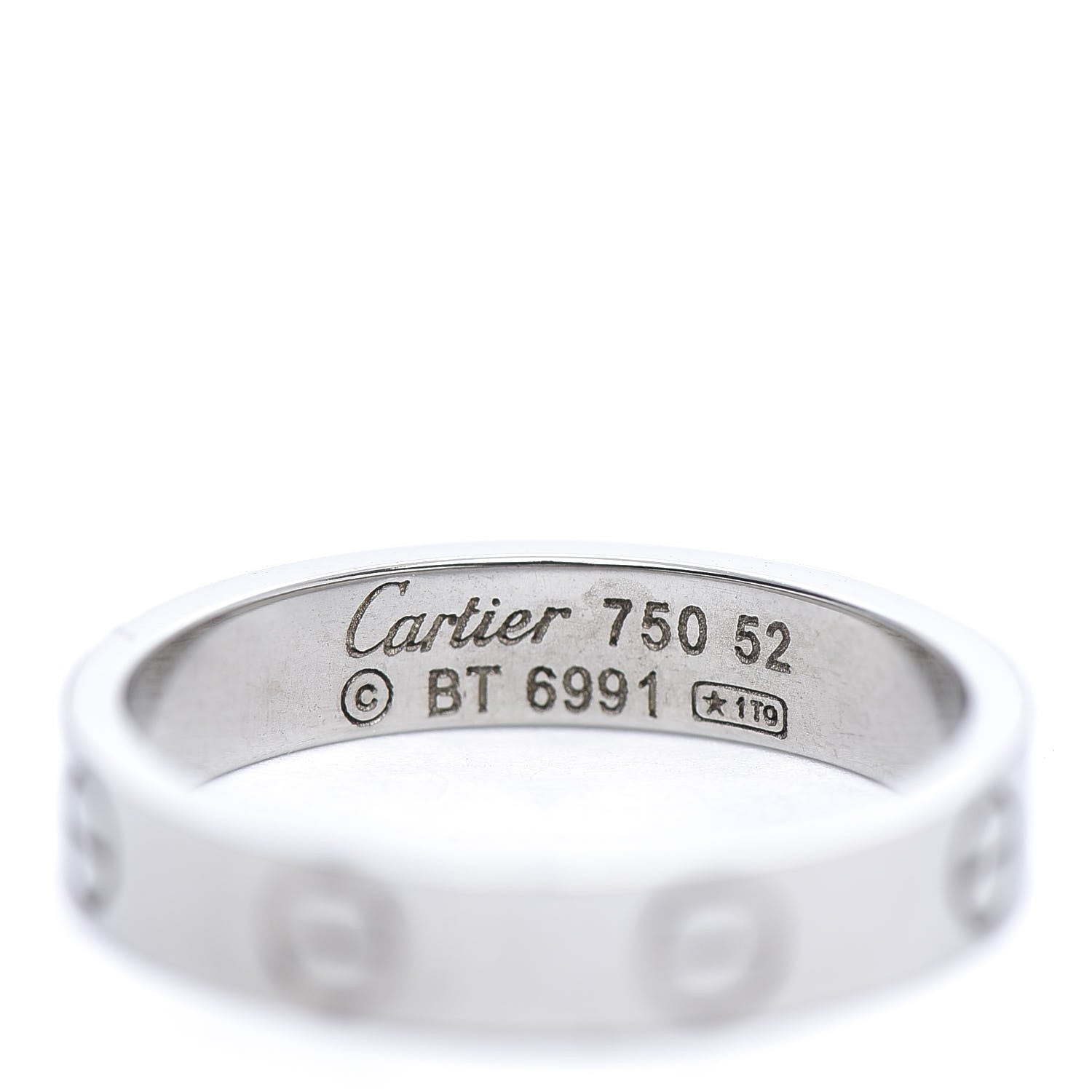 Cartier 18K White Gold 3.5mm LOVE Wedding Band Ring 52 6 4 of 4