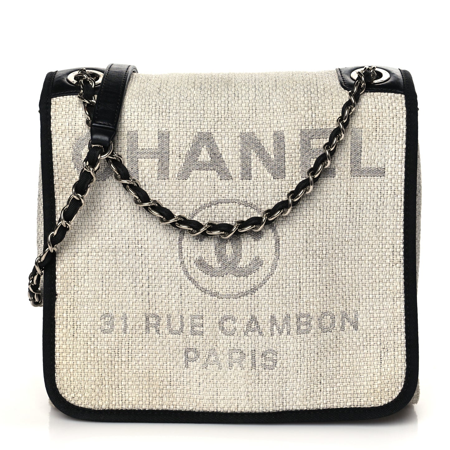 Woven Straw Raffia Small Deauville Messenger Grey