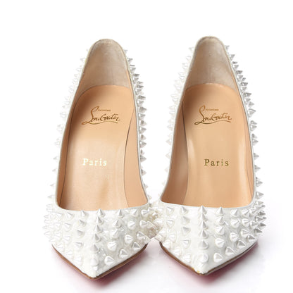 Christian Louboutin Patent Follies Spikes 100 Pumps 37.5 White 3 of 9