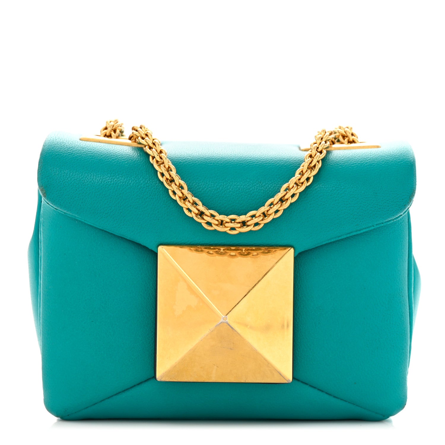 Valentino Garavani Nappa Micro One Stud Chain Bag Ultra Marine Green 1 of 13