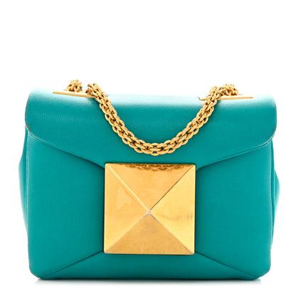 Valentino Garavani Nappa Micro One Stud Chain Bag Ultra Marine Green 1 of 13