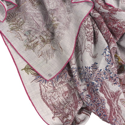 Hermes Cashmere Silk Le Jardin De Leila Au Bloc Shawl 140 Gris Chine Rose Multicolor 4 of 4