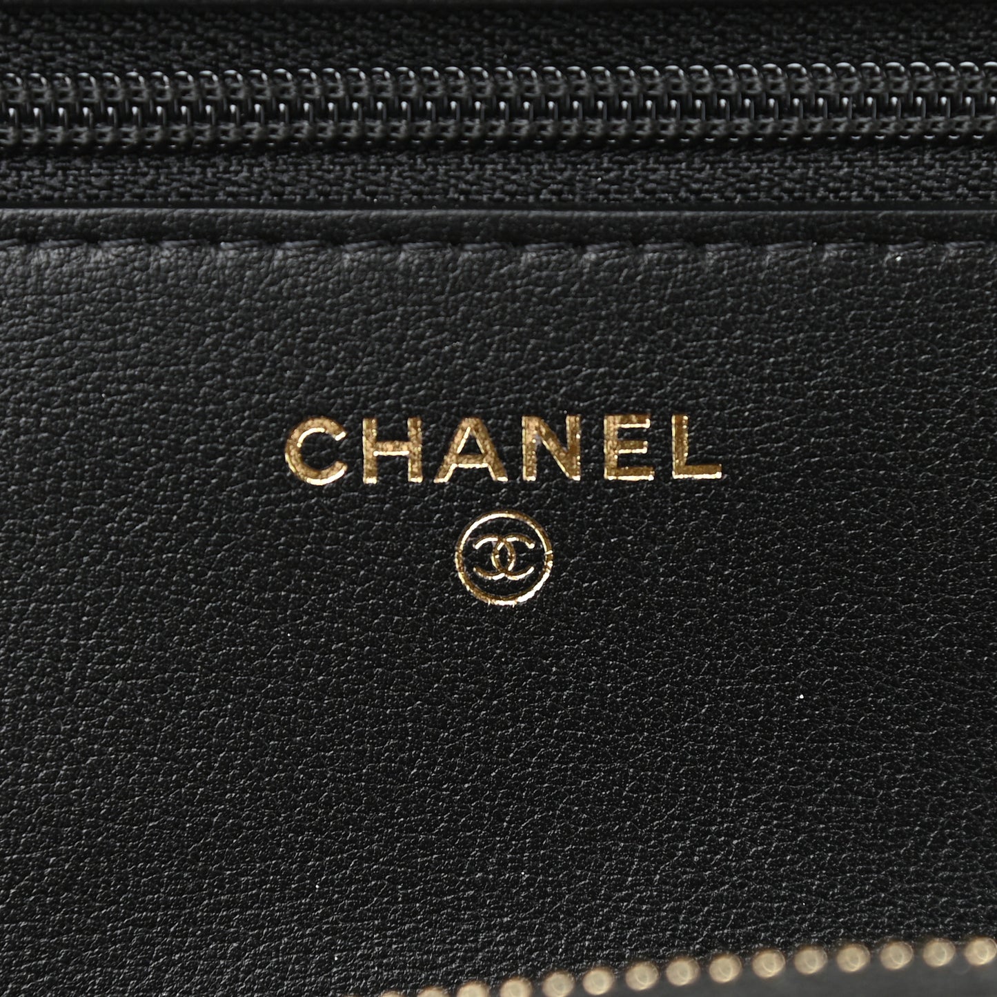 Calfskin Quilted Pearl Wallet On Chain WOC Black