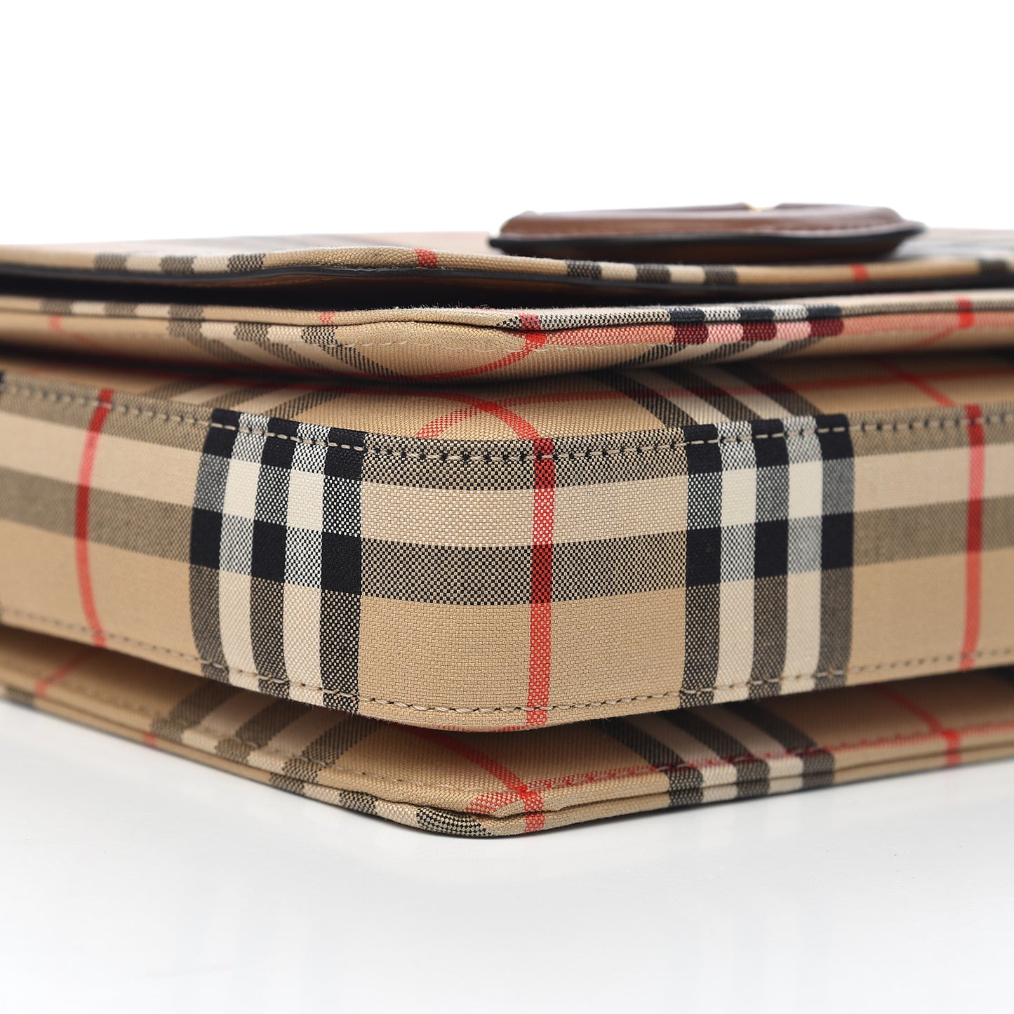 Cotton Canvas Vintage Check Small D-Ring Bag Brown