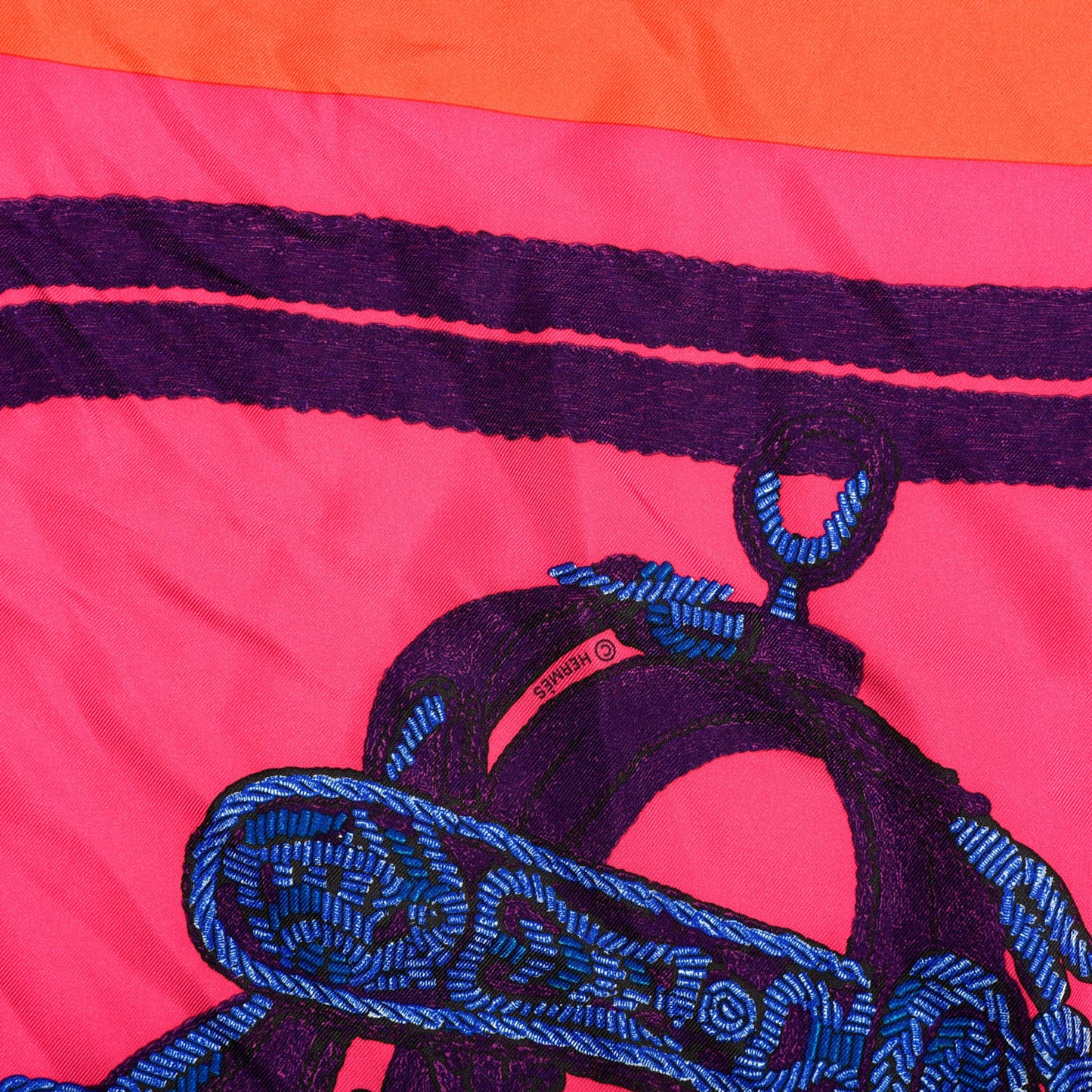 Silk Brides De Gala Brode Scarf 90 Vermillon Rose Vif Violet