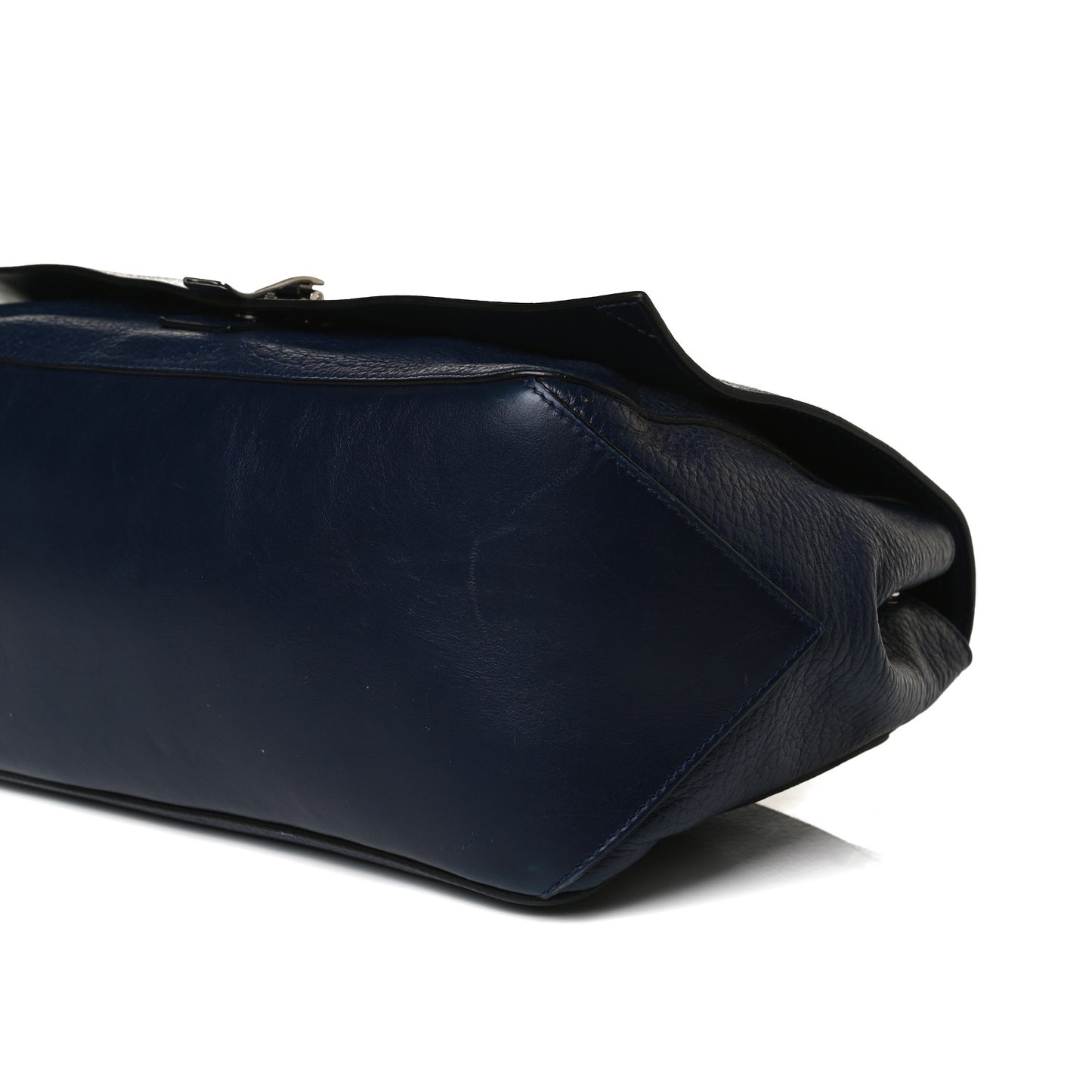 Pebbled Calfskin Double Sided PS Courier Bag Indigo