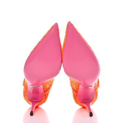 Gucci Lace Pizzo Venice Pumps 35.5 Orange Fluo 5 of 9