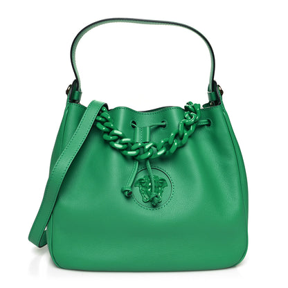 Versace Grained Calfskin La Medusa Bucket Bag Green 1 of 9