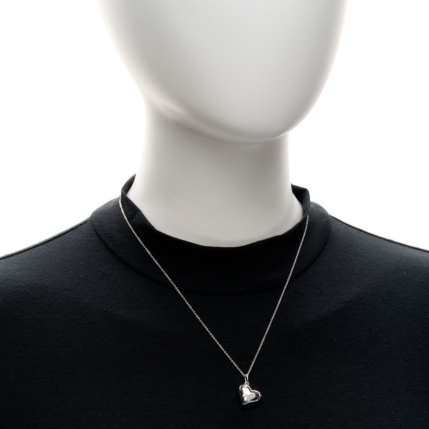 Tiffany 18K White Gold Diamond Etoile Heart Drop Pendant Necklace 2 of 5
