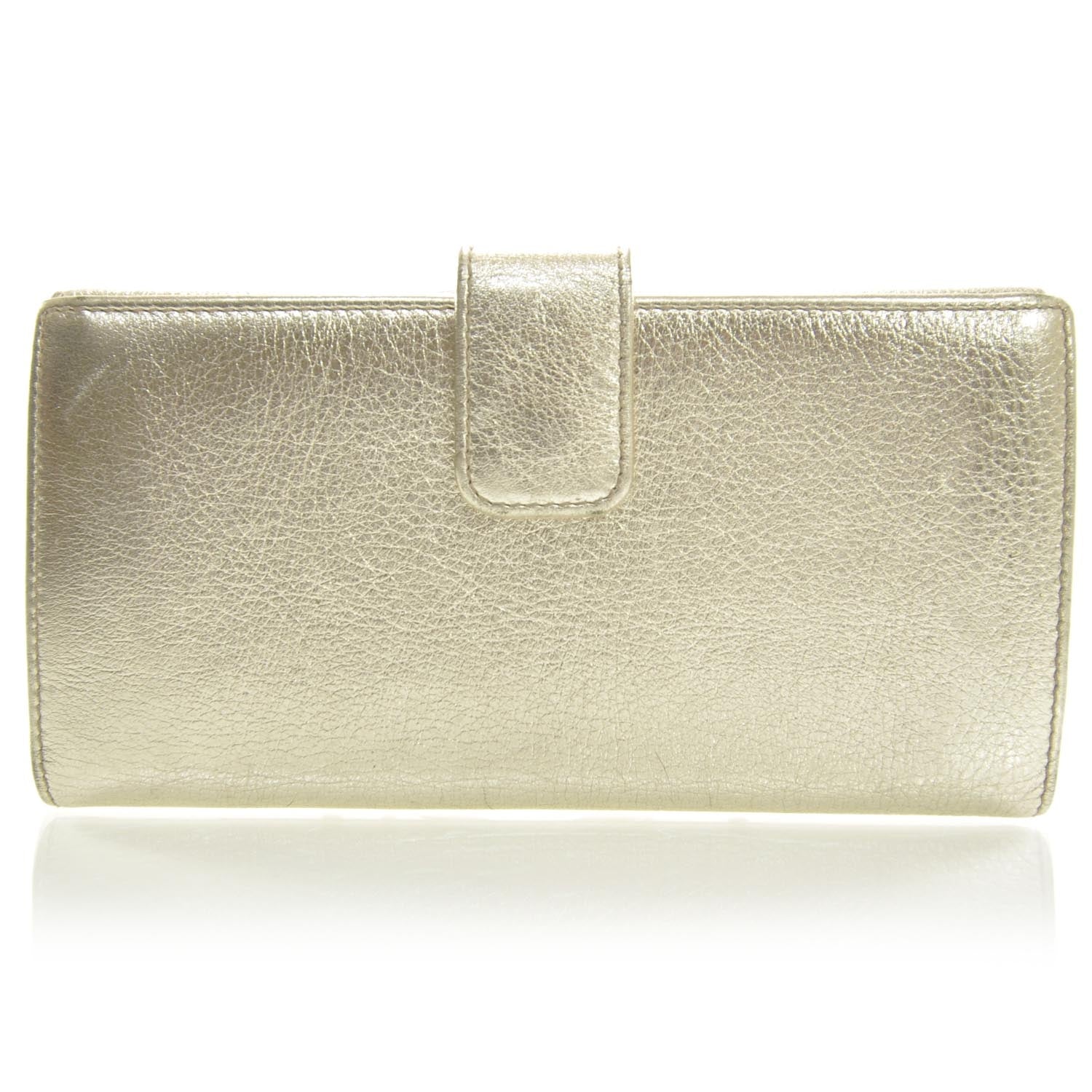 Gucci Leather Britt Continental Wallet Metallic Gold 2 of 8
