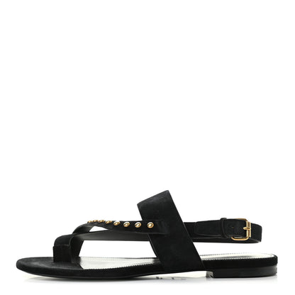 Saint Laurent Suede Studded Gia Sandals 38 Black 1 of 8