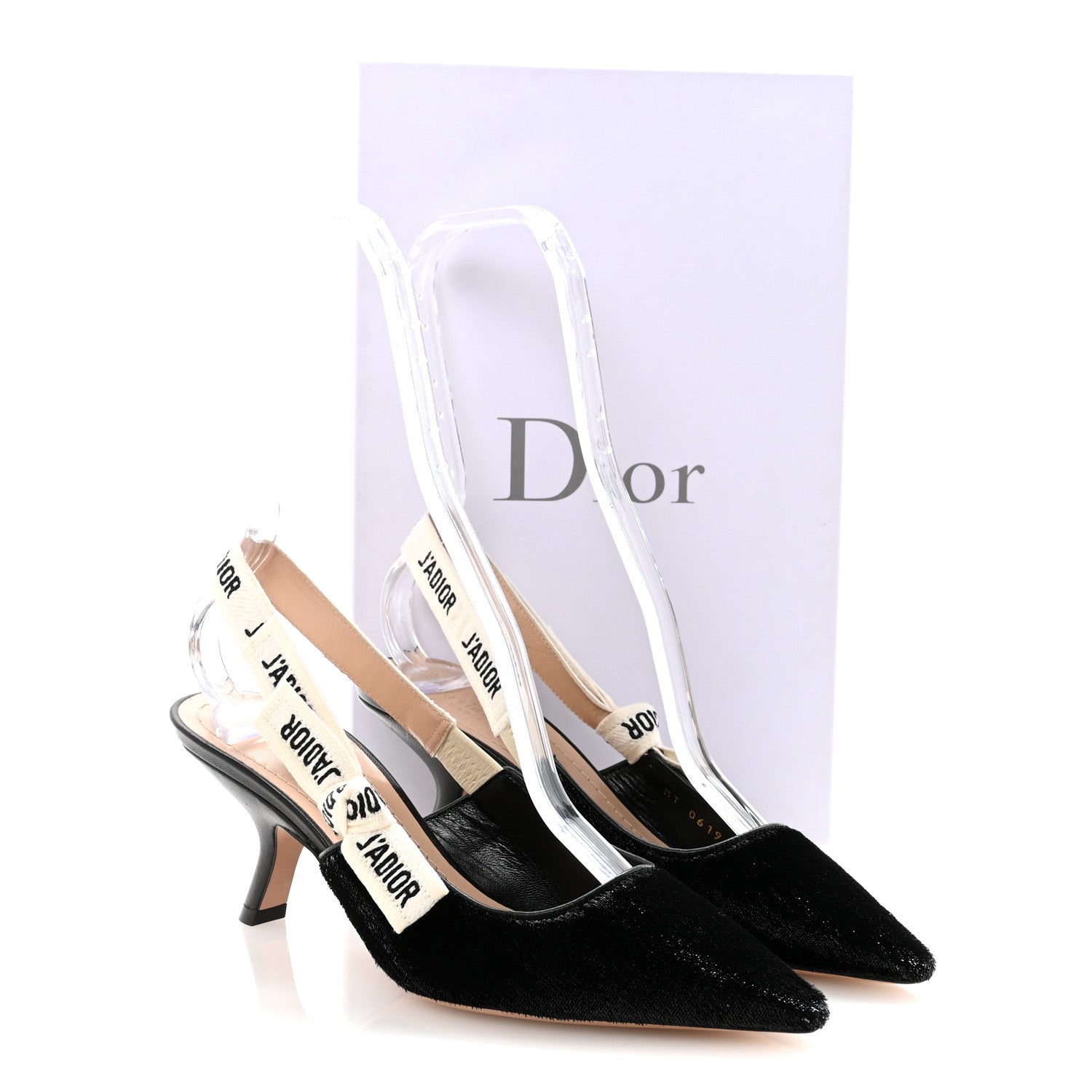 Christian Dior Shiny Velvet Ribbon J Adior Slingback 65mm Pumps 37