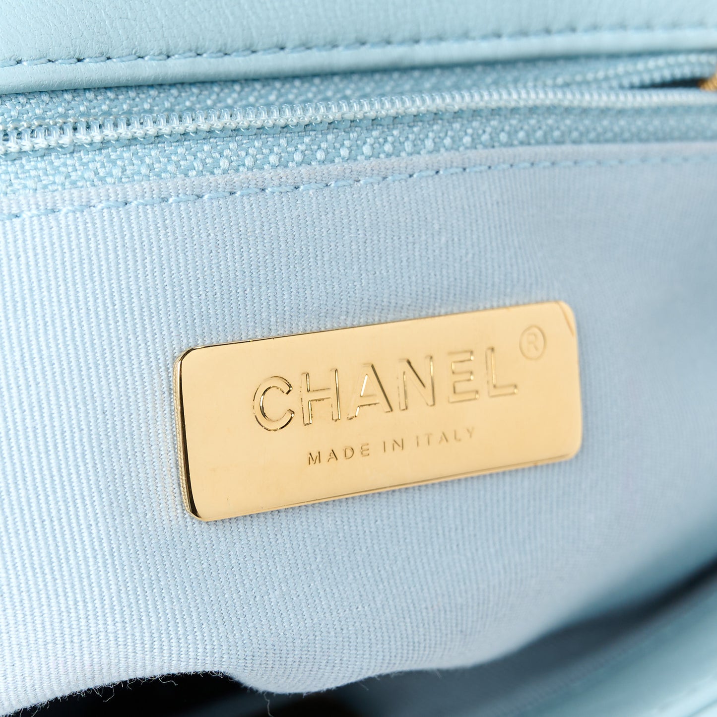 Lambskin Quilted Medium Chanel 19 Flap Light Blue