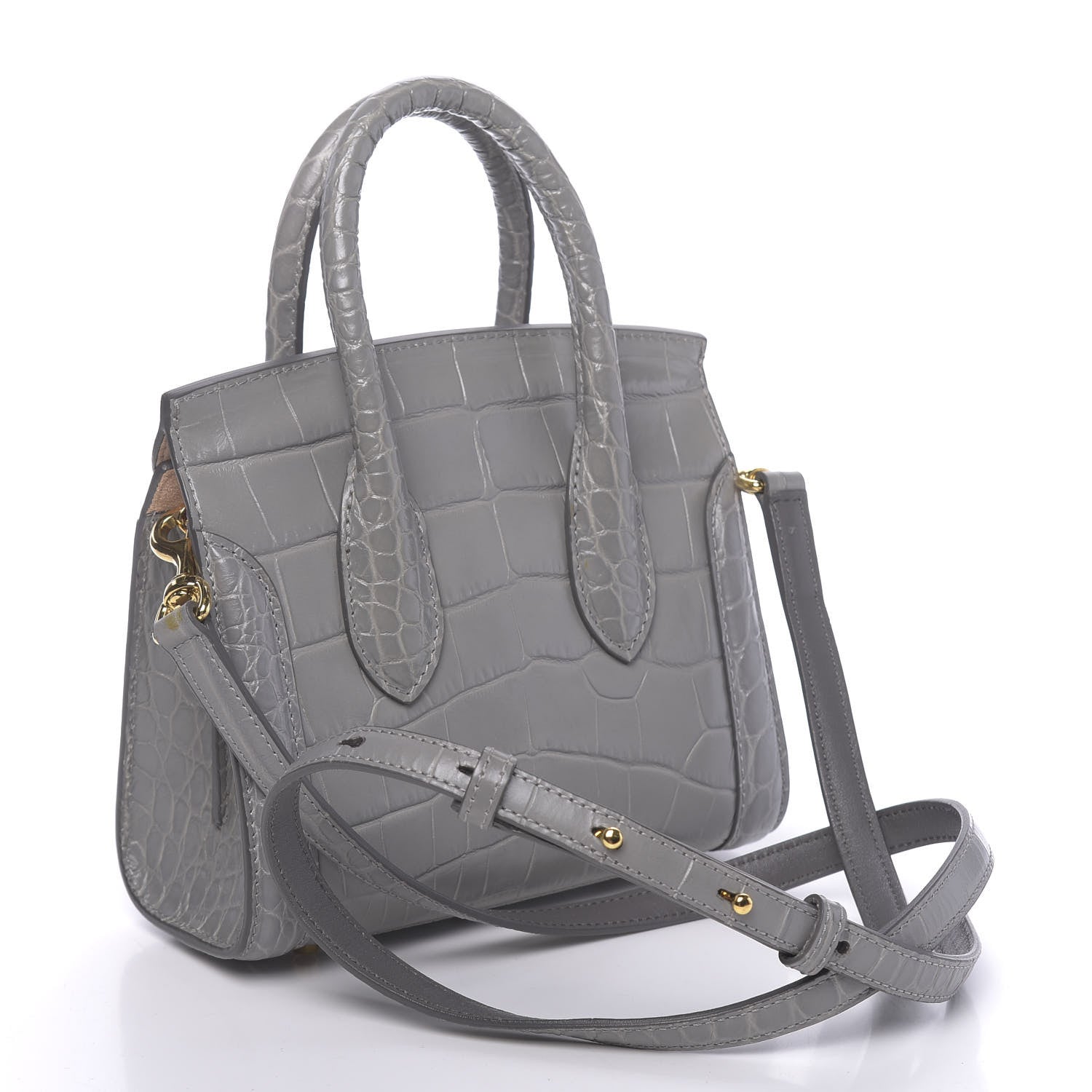 Alexander McQueen Calfskin Crocodile Embossed Mini Heroine 21 Smog 3 of 11