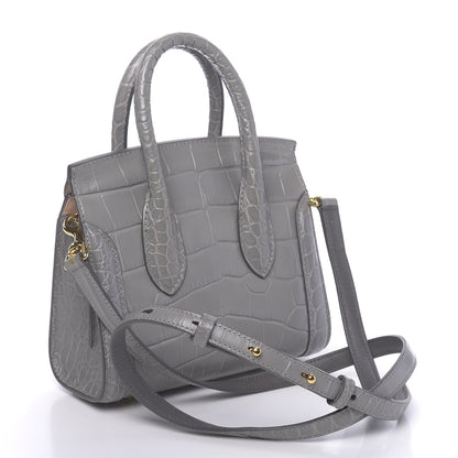 Alexander McQueen Calfskin Crocodile Embossed Mini Heroine 21 Smog 3 of 11