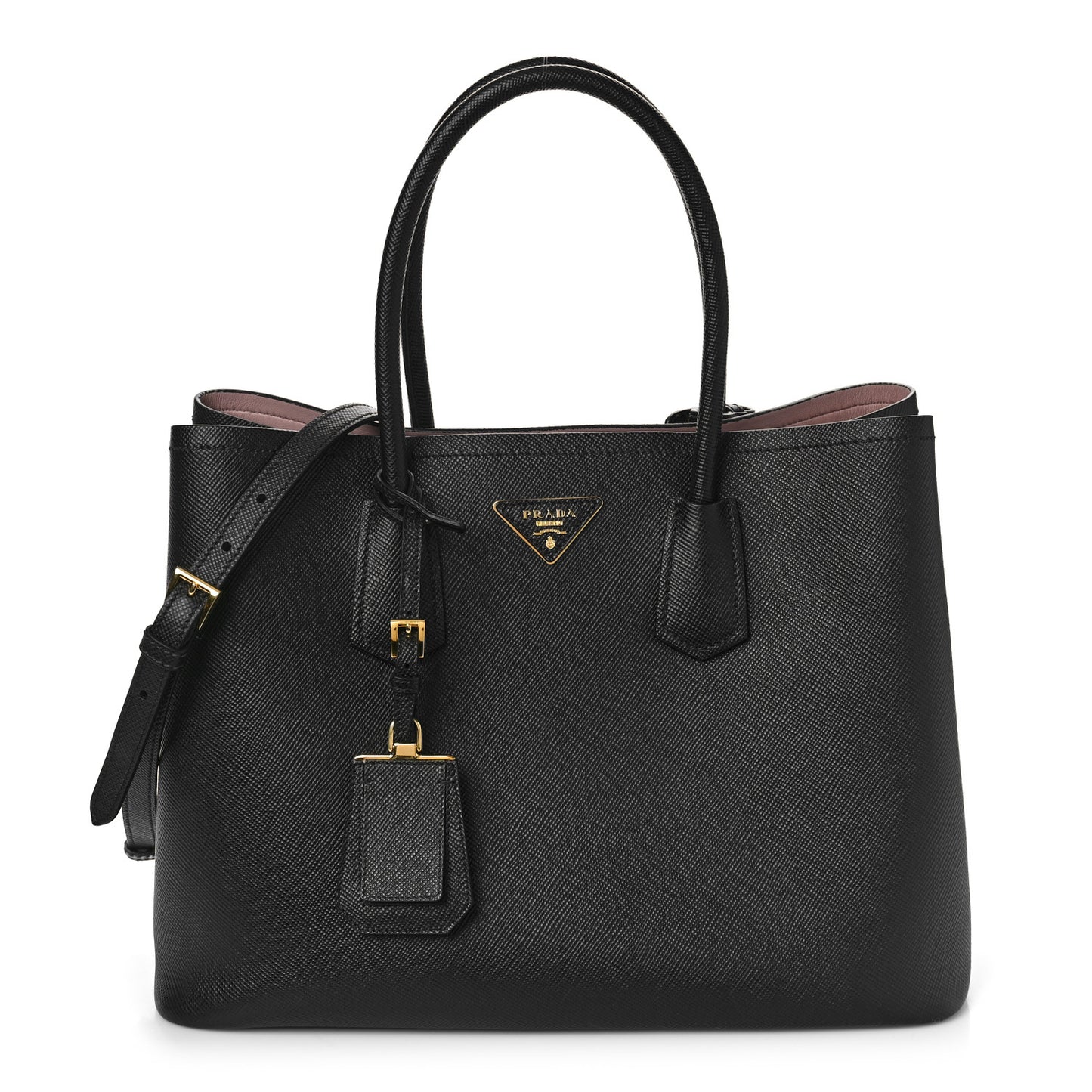 Saffiano Cuir Large Double Bag Black Mughetto