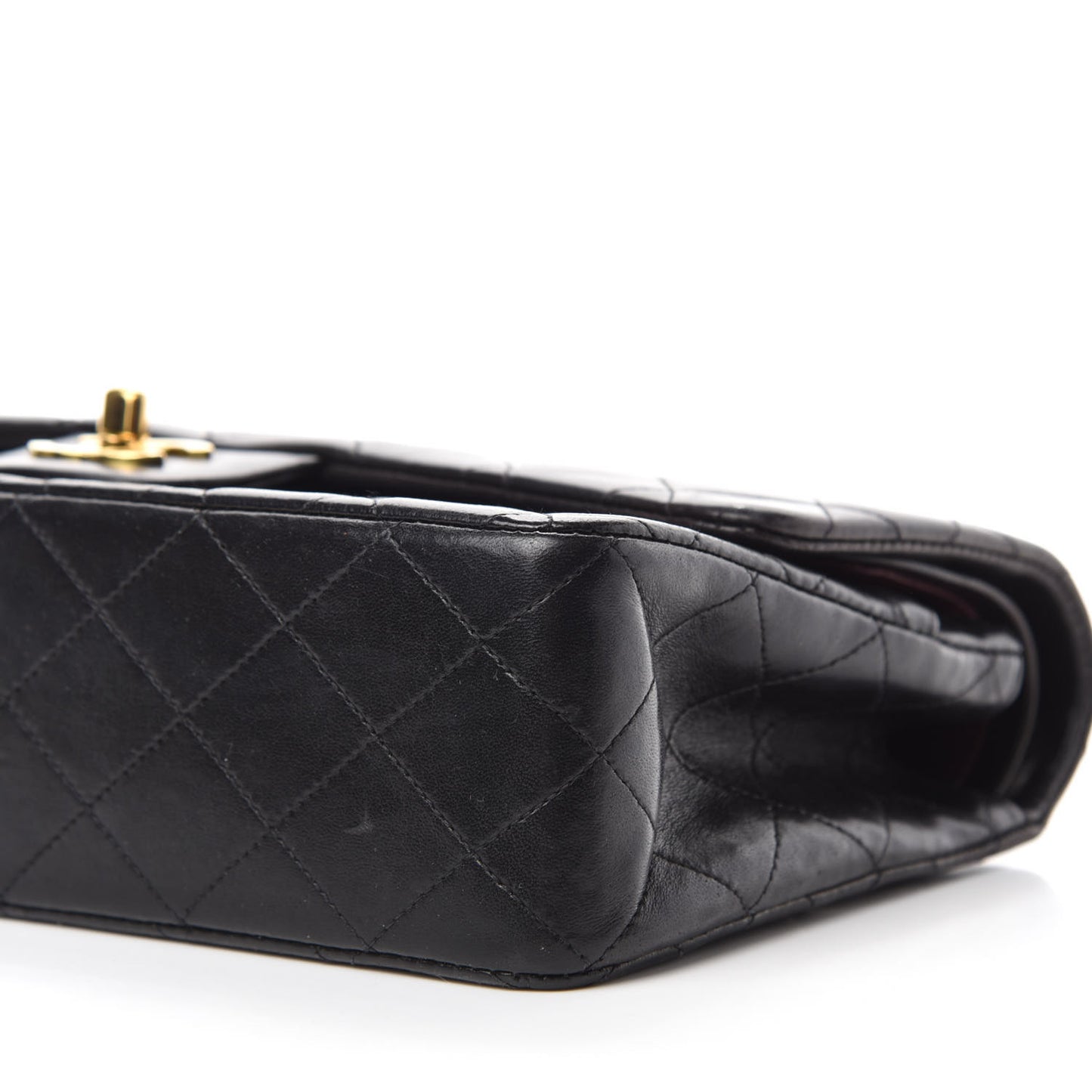 Lambskin Quilted Medium Double Flap Black