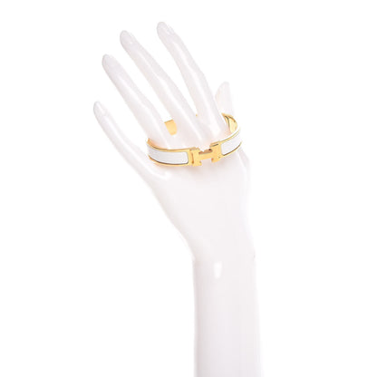 Hermes Enamel Narrow Clic Clac H Bracelet GM White 2 of 6