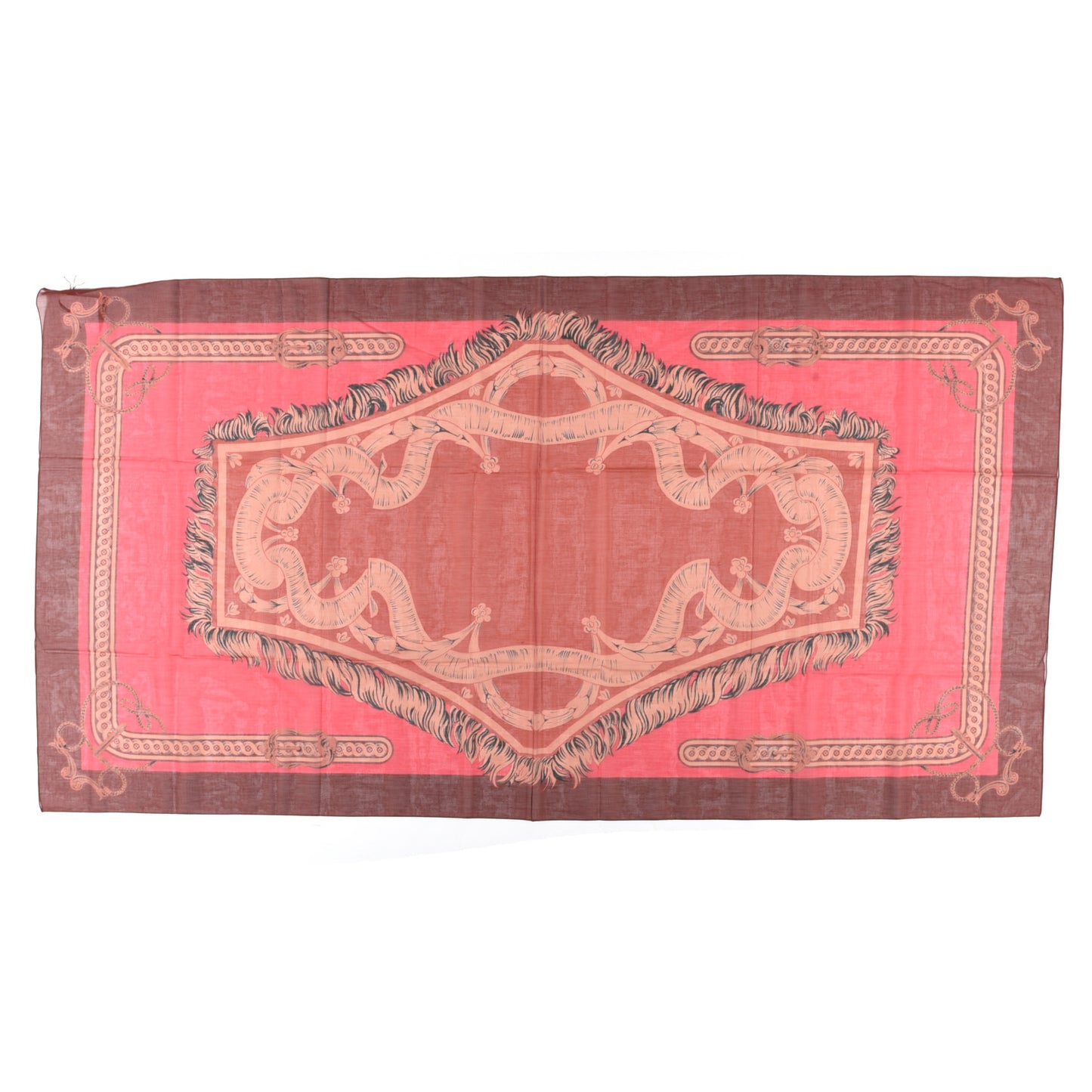 Cashmere Silk Bride De Cour Remix Scarf 140 Orange Rose Cotinga