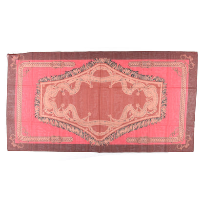 Hermes Cashmere Silk Bride De Cour Remix Scarf 140 Orange Rose Cotinga 1 of 4