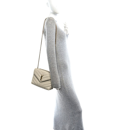 Saint Laurent Calfskin Y Quilted Monogram Small Loulou Chain Satchel Crema Soft 2 of 11