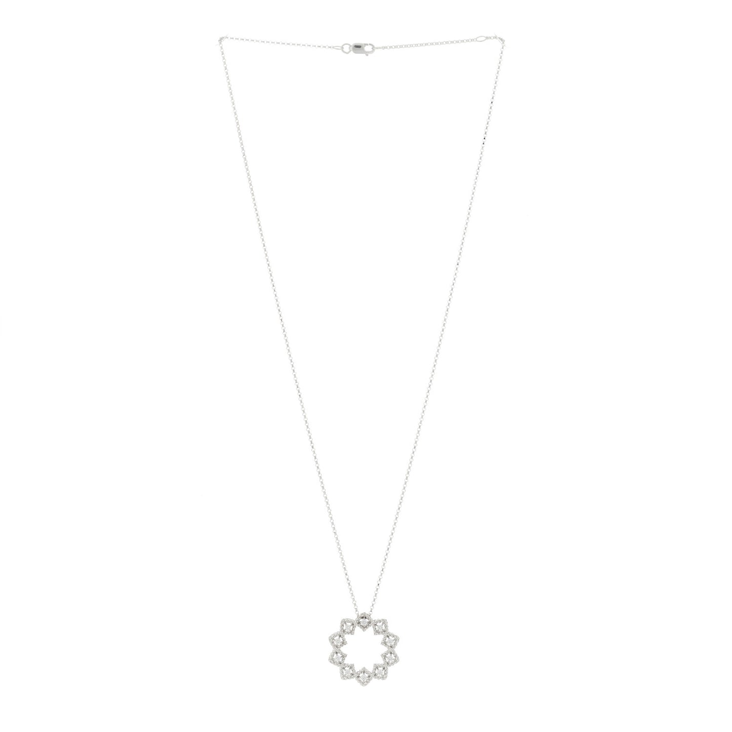 18K White Gold Diamond Starburst Pendant Necklace