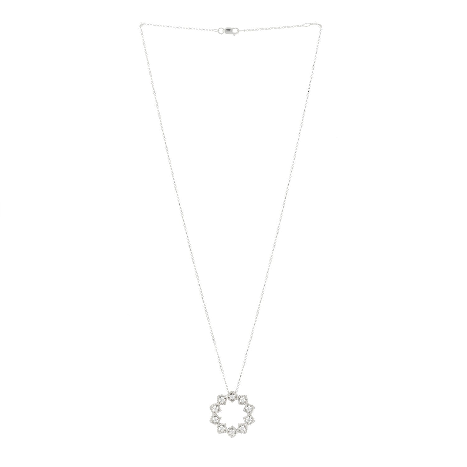 Roberto Coin 18K White Gold Diamond Starburst Pendant Necklace 2 of 5