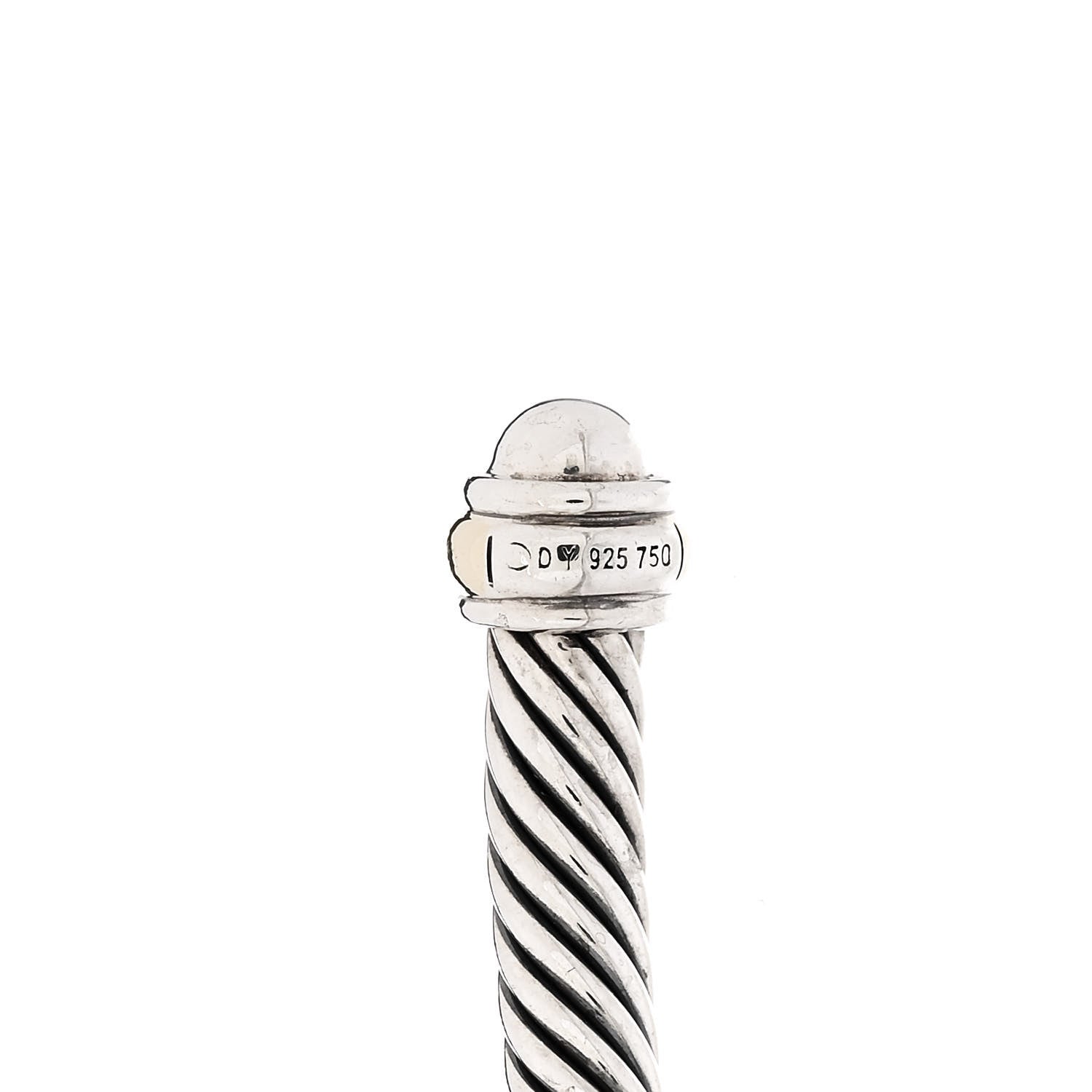 David Yurman Sterling Silver 18K Yellow Gold 4mm Cable Classics Bracelet 3 of 4