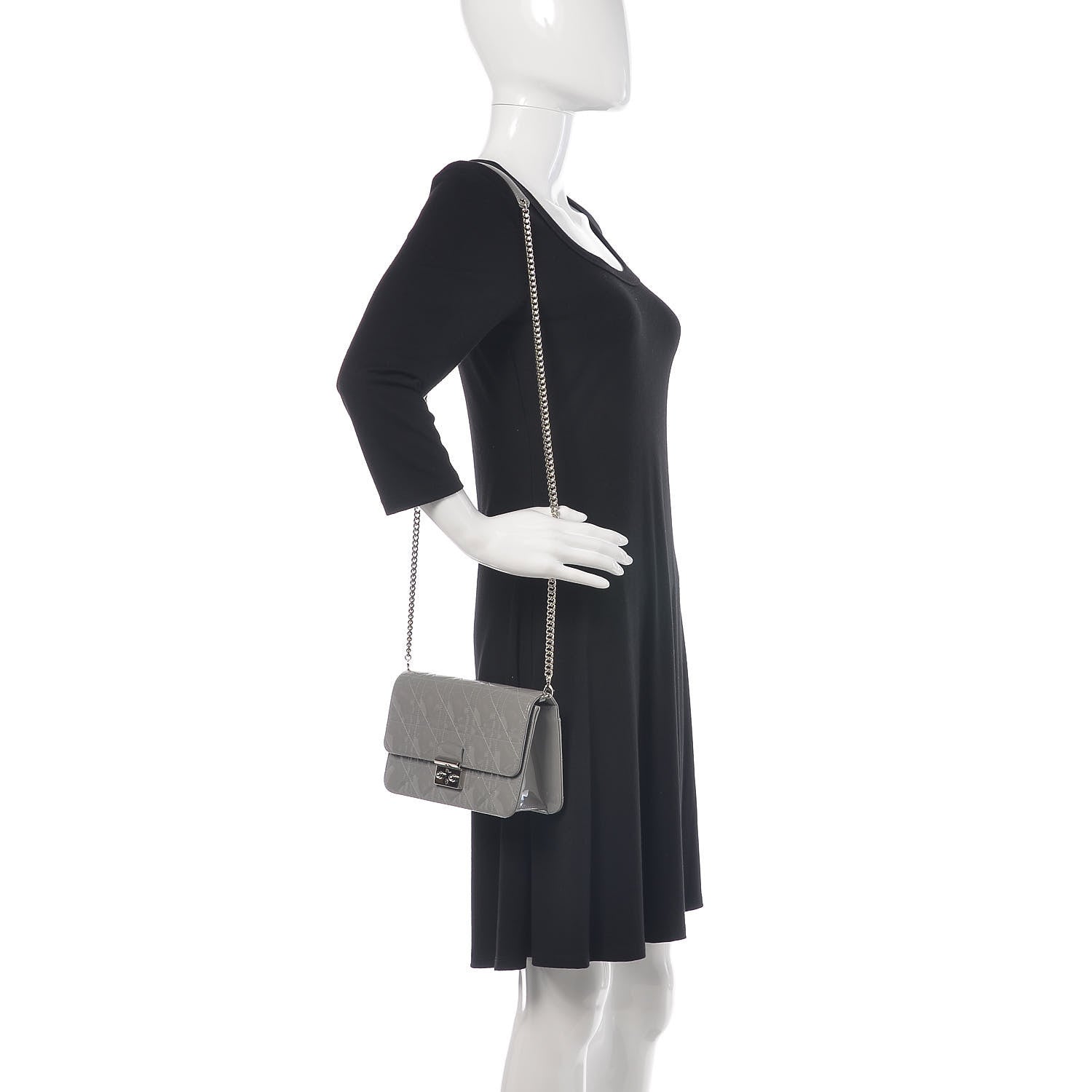 Christian Dior Patent Cannage Miss Dior Promenade Pouch Grey 2 of 9