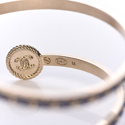 Chanel Lambskin Pearl Twist CC Bangle M Gold Blue 4 of 5
