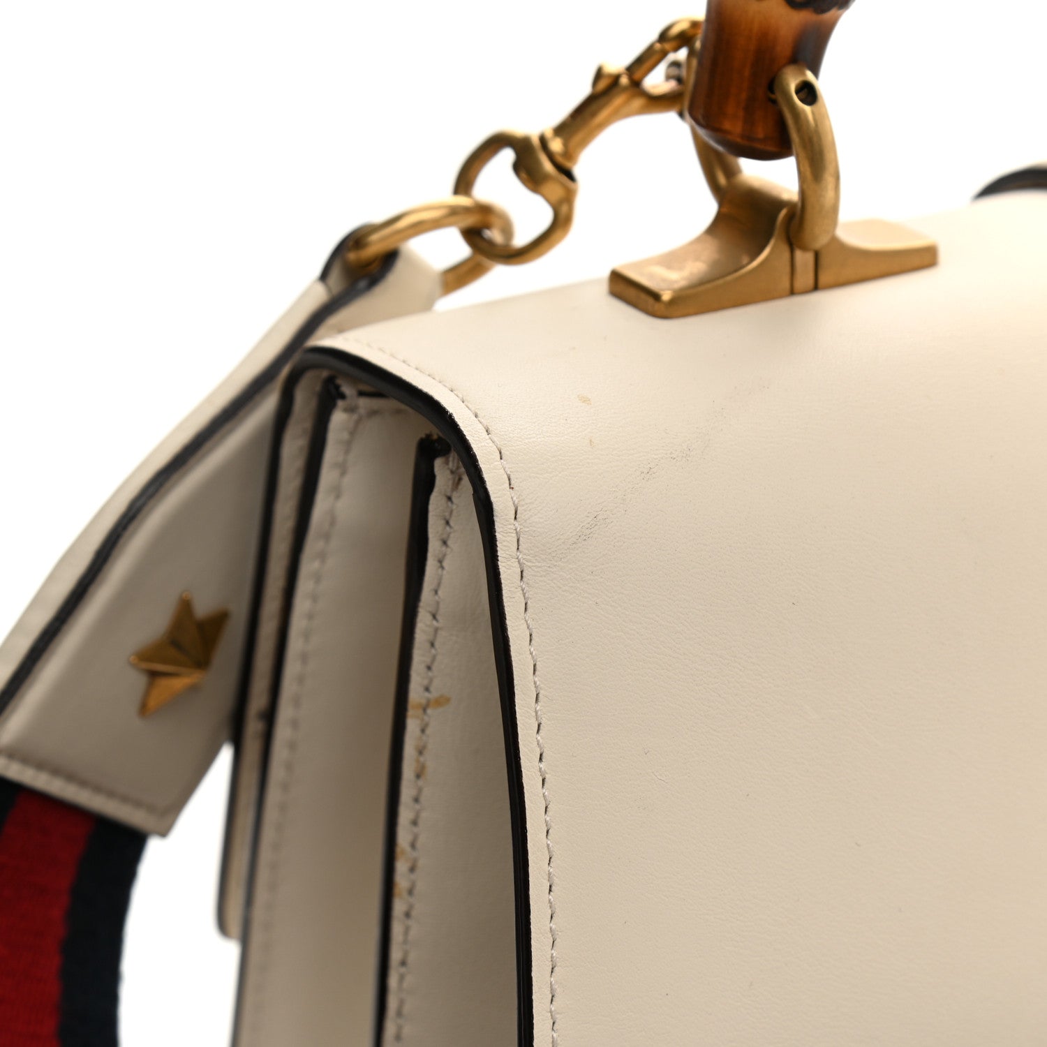 Gucci Calfskin Bamboo Web Medium Dionysus Top Handle Bag White Blue Hibiscus Red 12 of 16