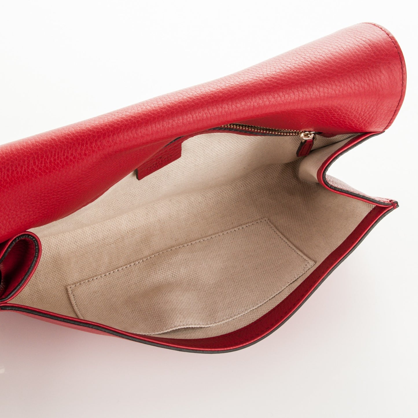 Pebbled Calfskin Medium Soho Clutch Red
