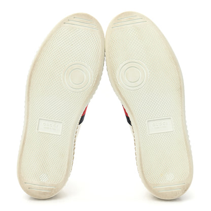 Gucci Calfskin Crystal Web Bee Embroidered Womens Ace Platform Sneakers 37 White 6 of 10