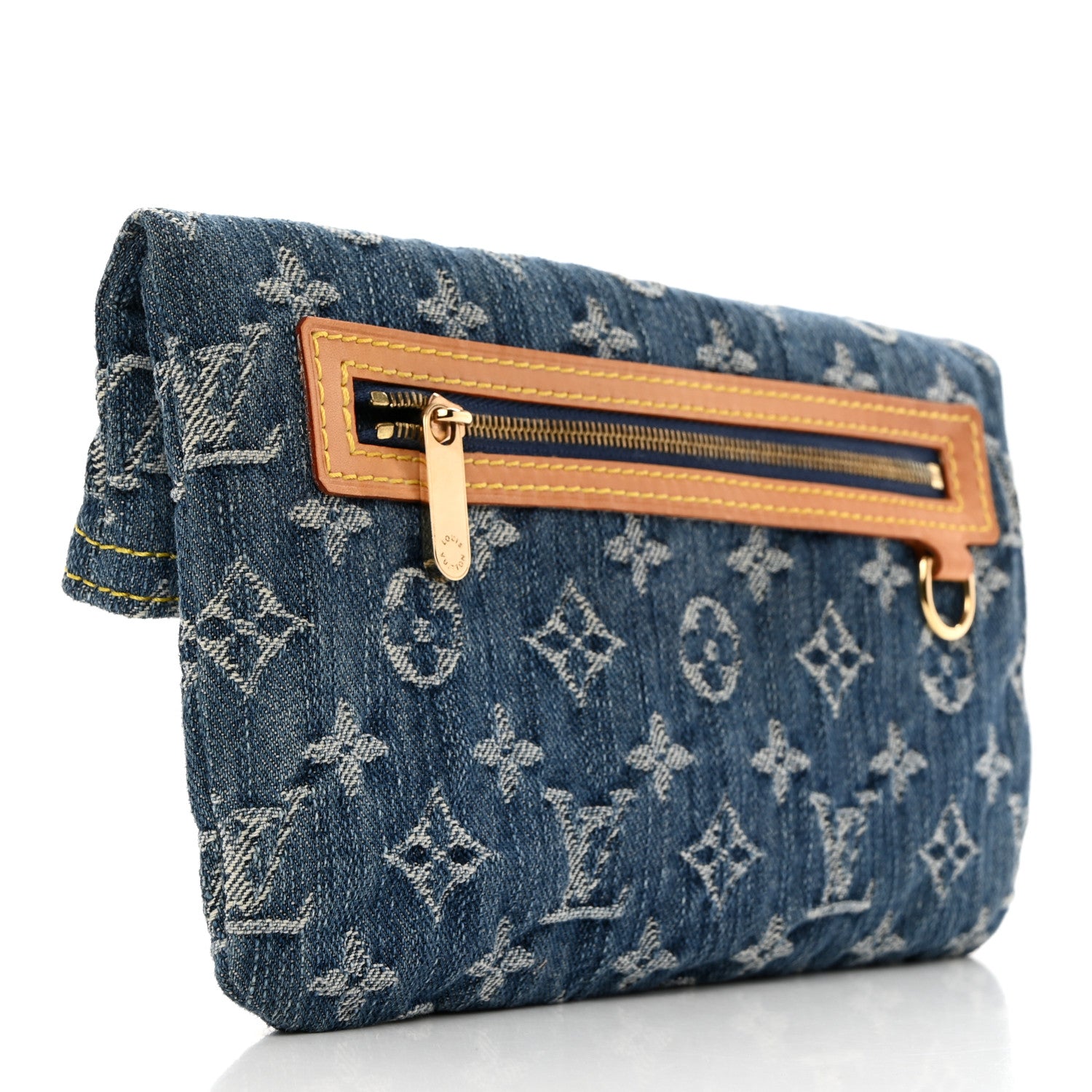 Louis Vuitton Monogram Denim Pochette Plat Clutch Blue 3 of 7