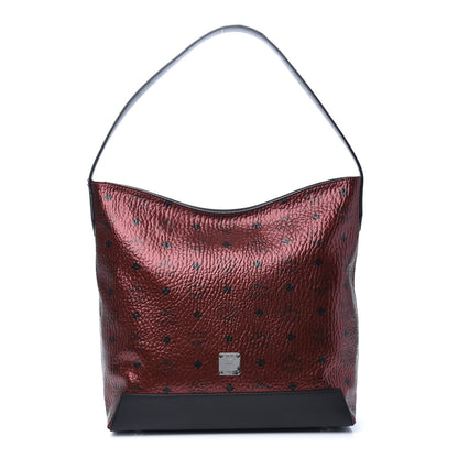 MCM Metallic Visetos Spot Medium Hobo Bag Scooter Red 1 of 8