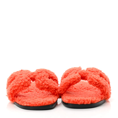 Hermes Woolskin Oran Sandals 41 Orange 2 of 8