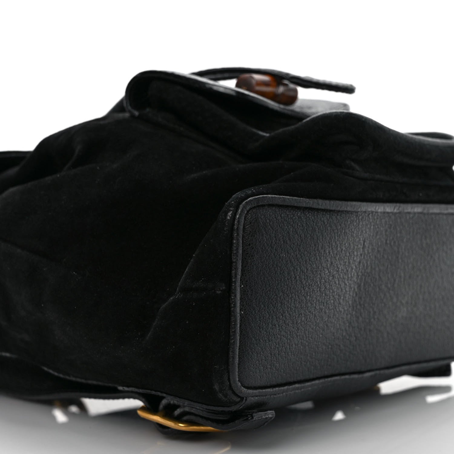 Gucci Calfskin Suede Bamboo Backpack Black 8 of 11